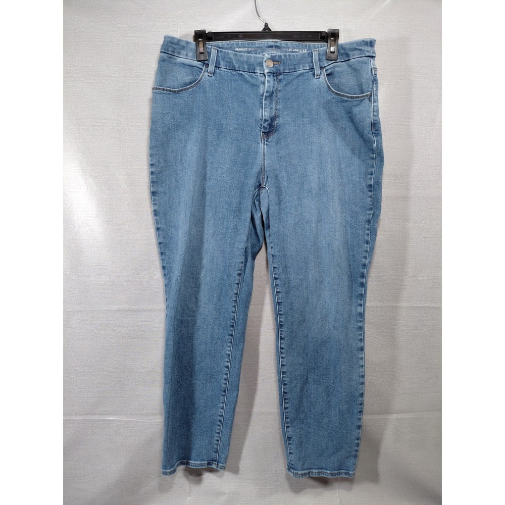 Chico's Perfect Stretch Girlfriend Slim Leg Ankle Jeans LG 14 High Waist